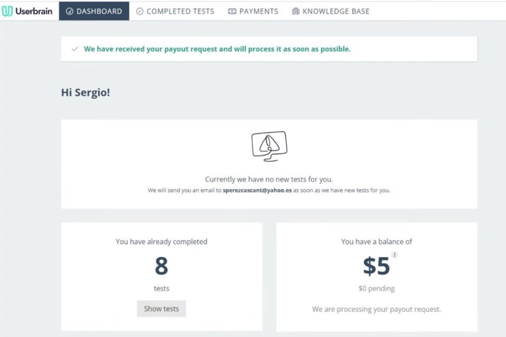 Dashboard Userbrain 1024x683 - 🧠 Userbrain: Probador de Sitios Web ¿Paga $5 en 20 minutos?