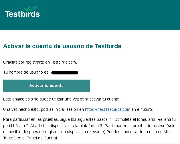 TesterBirds Confirmacion Mail - 🐦TESTBIRDS - Gana como probador de apps ¿20 € por test?