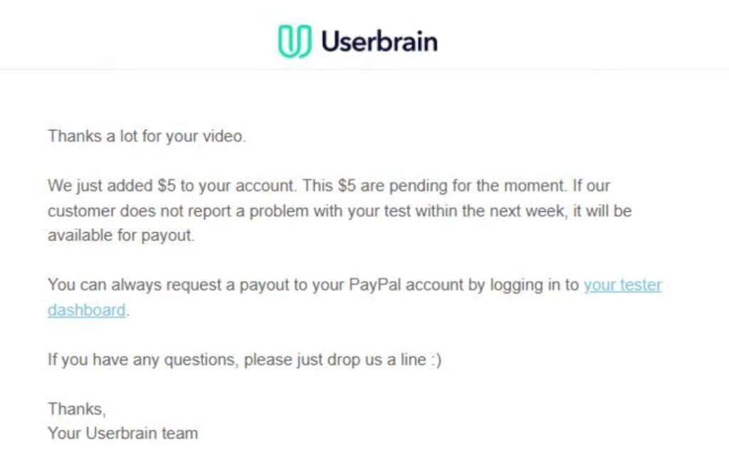 Userbrain Mail de Aprobacion 1024x640 - 🧠 Userbrain: Probador de Sitios Web ¿Paga $5 en 20 minutos?