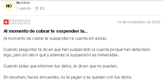 GCLot Opinion Negativa 1 - 🔮GCLoot: Gana $1 Fácil con Encuestas Remuneradas