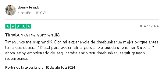 Timebucks Trustpilot Positivo 1 - 💰 Timebucks Ganar Dinero con Tareas ($5 Todas las Semanas)