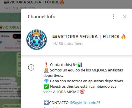 VICTORIA SEGURA FUTBOL - Listado Canales en Telegram de Apuestas Deportivas ESTAFA