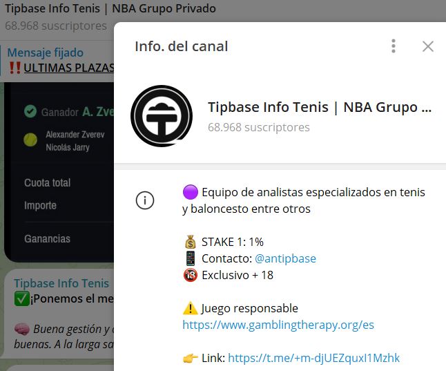 tipbase info tenis nba grupo - Listado Canales en Telegram de Apuestas Deportivas ESTAFA