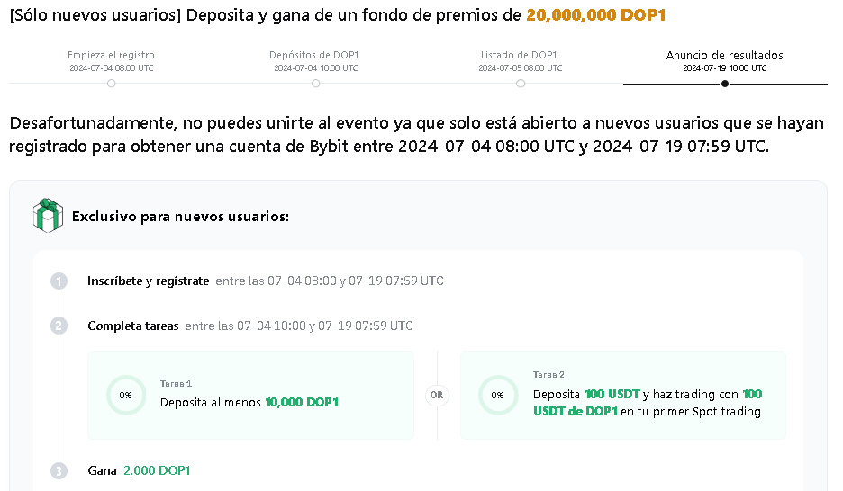 dop token splash nuevos usuarios - Gana $150 por registro en Bybit: Códigos Promocionales y Airdrop