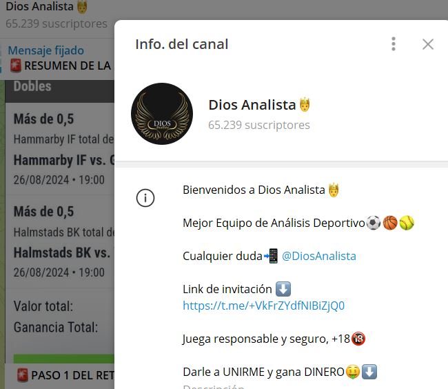 DIOS ANALISTA - Listado Canales en Telegram de Apuestas Deportivas ESTAFA