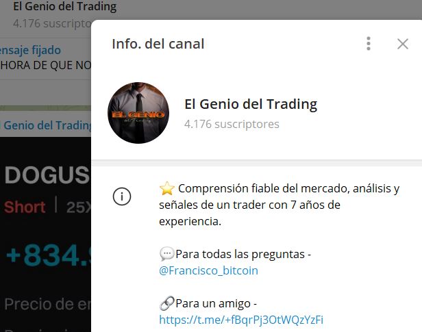 El genio del trading - Listado Canales en Telegram de Trading ESTAFAS