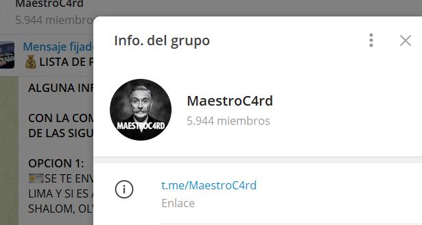 Maestroc4rd - Listado de canales de Telegram de Ganar Dinero ESTAFA