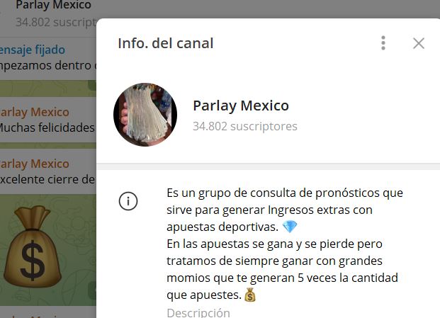 Parlay Mexico - Listado Canales en Telegram de Apuestas Deportivas ESTAFA