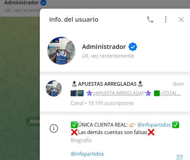 administrador - Listado Canales en Telegram de Apuestas Deportivas ESTAFA