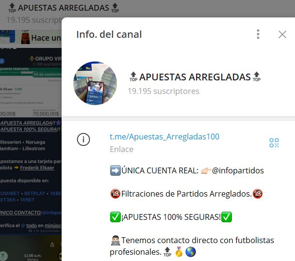 apuestas arregladas 1 - Listado Canales en Telegram de Apuestas Deportivas ESTAFA