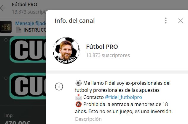 futbol PRO - Listado Canales en Telegram de Apuestas Deportivas ESTAFA