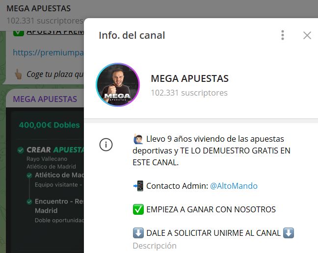 mega apuestas - Listado Canales en Telegram de Apuestas Deportivas ESTAFA