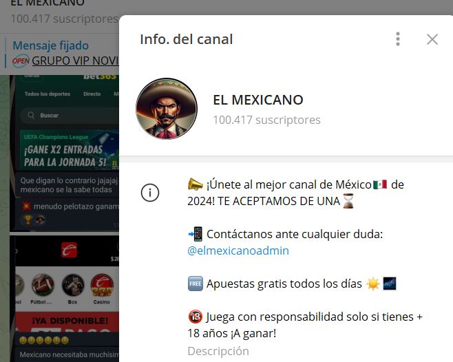 el mexicano - Listado Canales en Telegram de Apuestas Deportivas ESTAFA