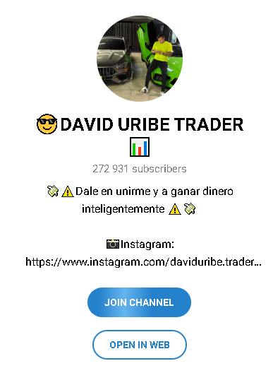 david uribe telegram - Listado Canales en Telegram de Trading ESTAFAS