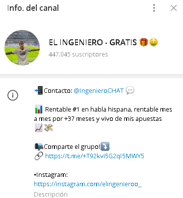 ingeniero gratis telegram - Listado Canales en Telegram de Apuestas Deportivas ESTAFA